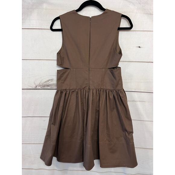 Banana Republic Dress Brown Cut Outs Size 6p Fit Flare Chic - Picture 2 of 8